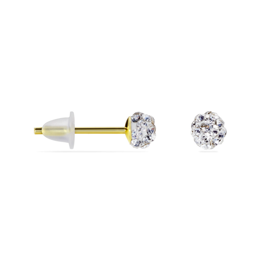 Boucles D'oreilles Puces Fidelia Boule Or Jaune Boules Cristal