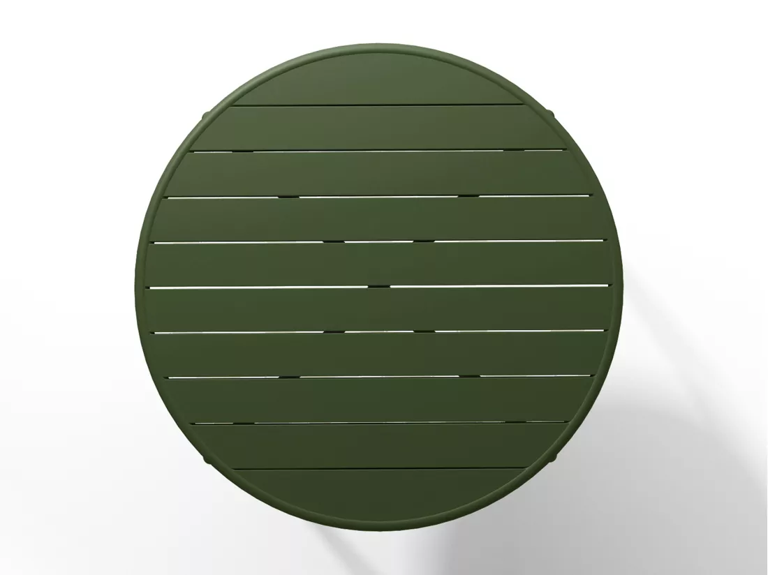 Salle à manger de jardin en métal - une table D.110 cm et 4 chaises empilables - Kaki - MIRMANDE de MYLIA