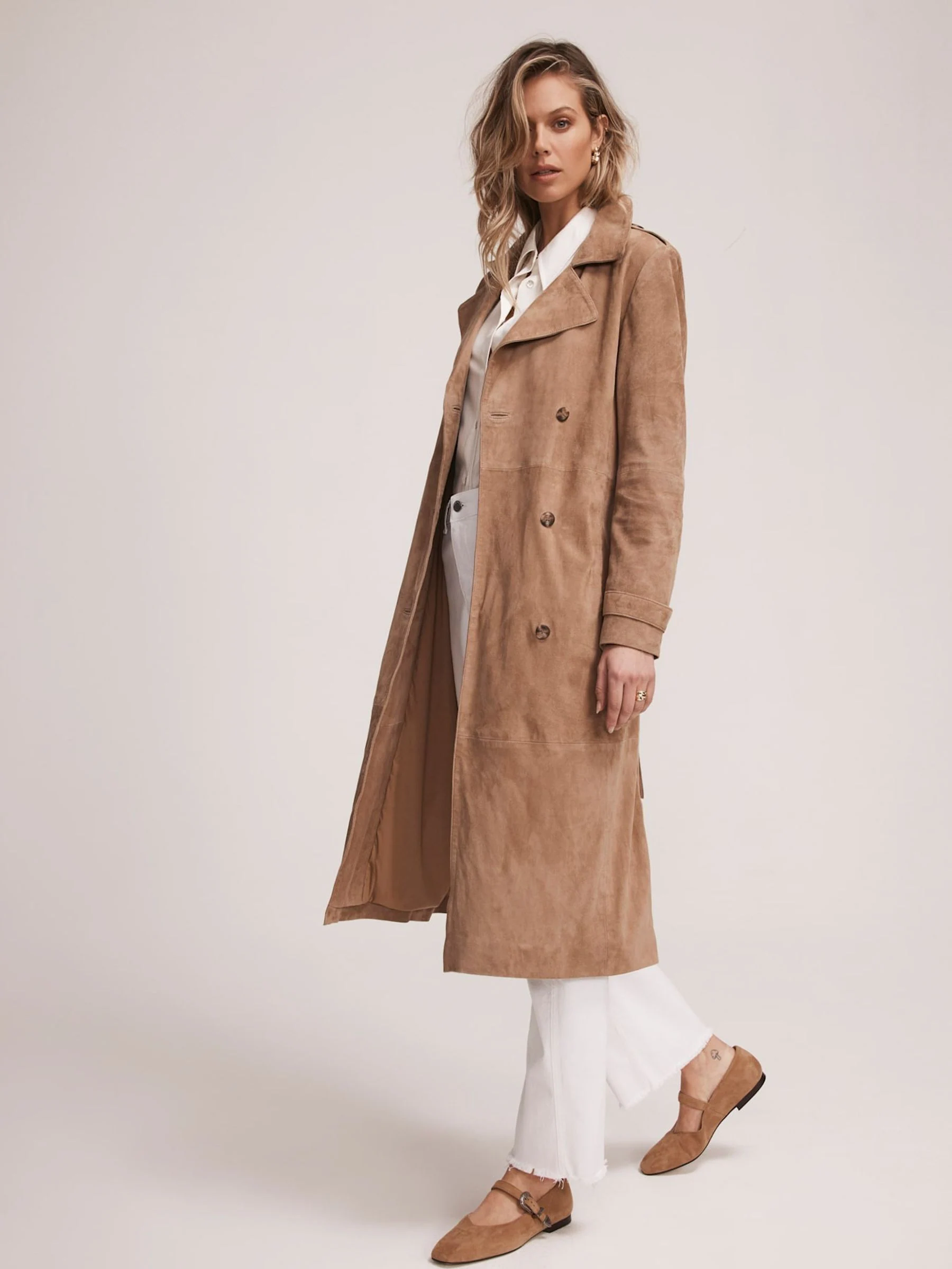 Mint Velvet Suede Trench Coat