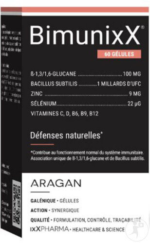 ixX Pharma BimunixX Beta Glucane/Vitamine C Défenses Naturelles 60 Gélules