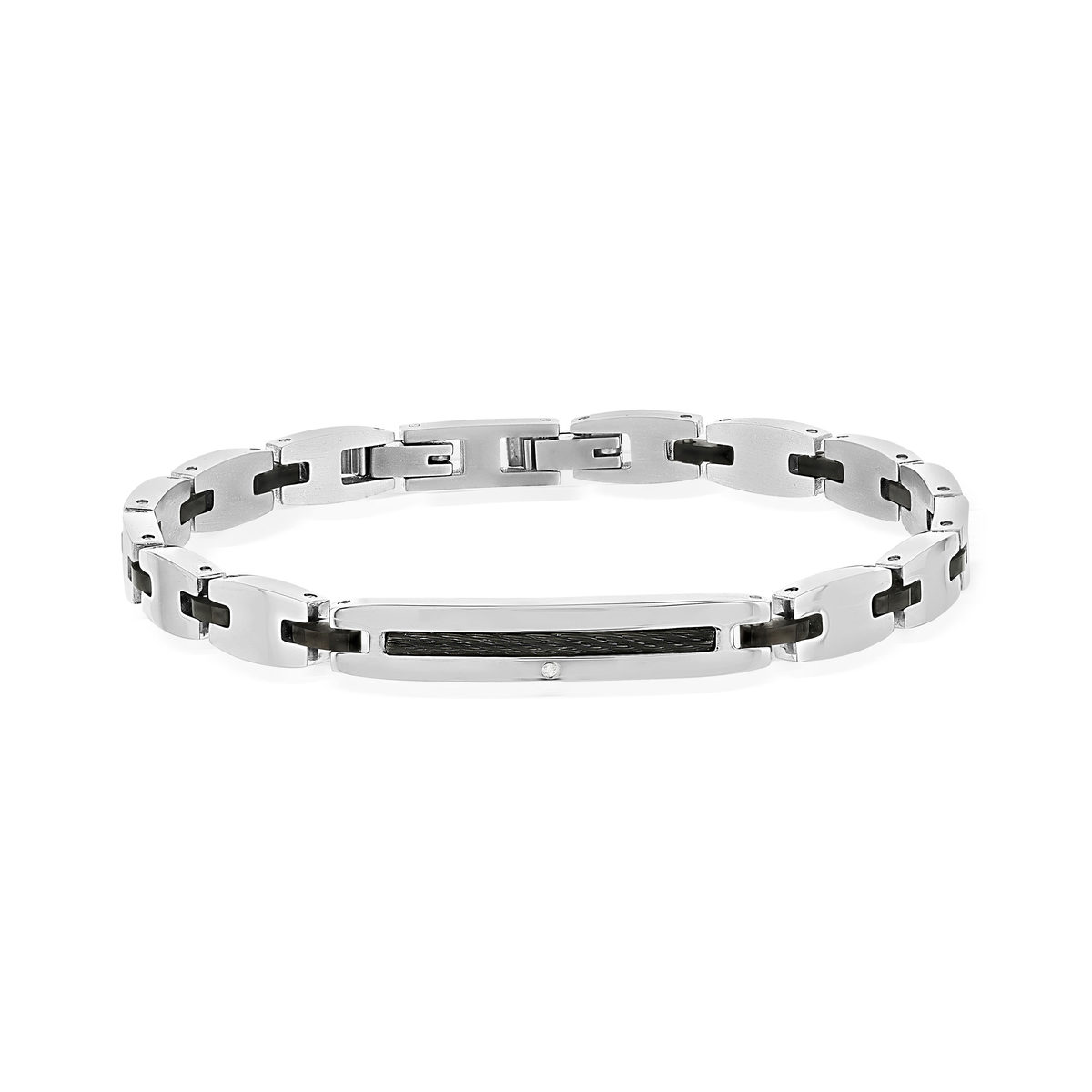 Bracelet acier bicolore noir 21 cm