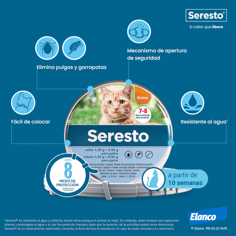 x Seresto Collar Antiparasitario para gatos 38cm - Pack Ahorro