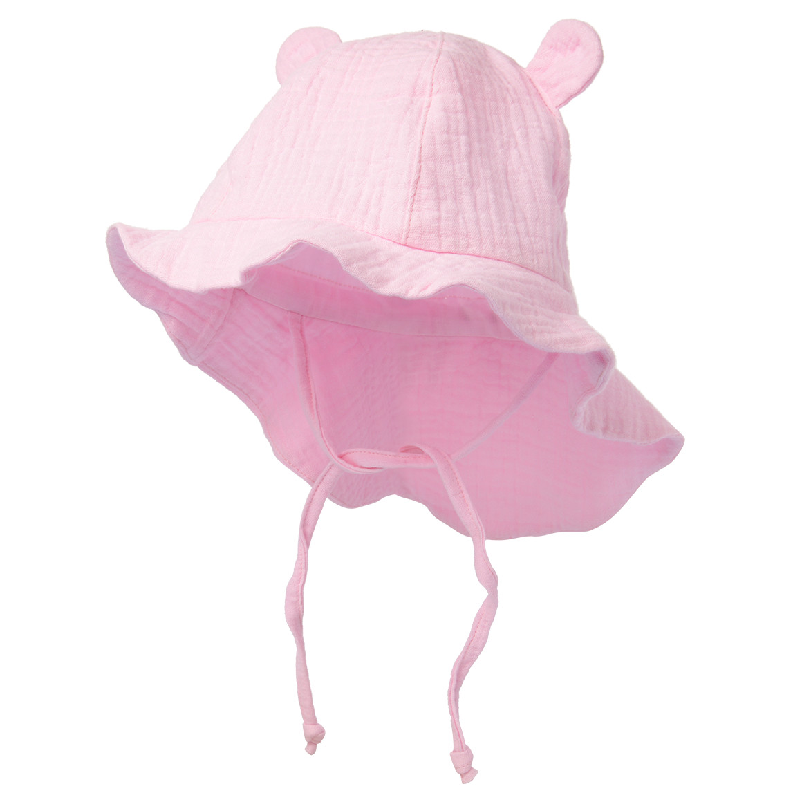Topomini Baby Musselin-Mütze mit Öhrchen-Applikation rosa