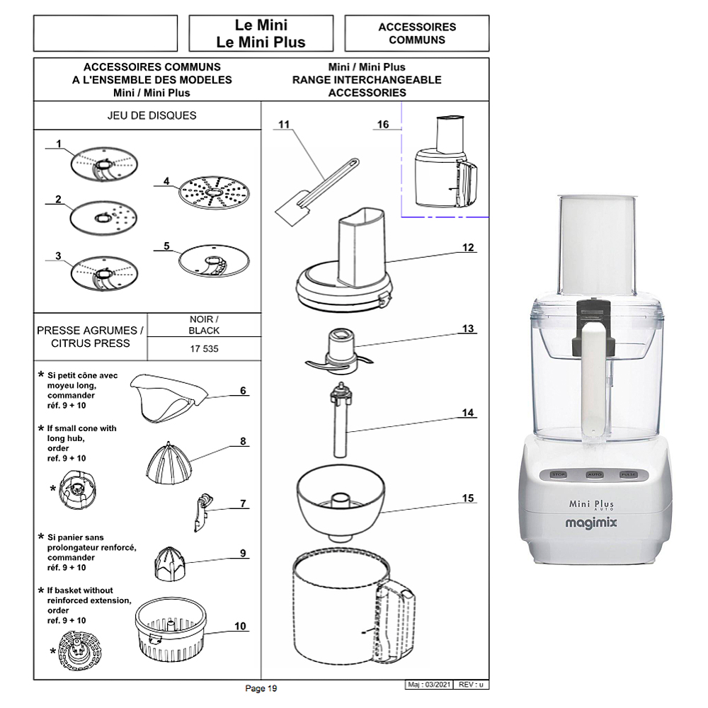 Pièces détachées MAGIMIX  MINI PLUS