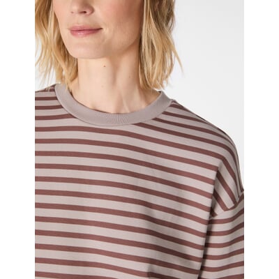 Damen-Sweatshirt gestreift, Rosé-Weinrot