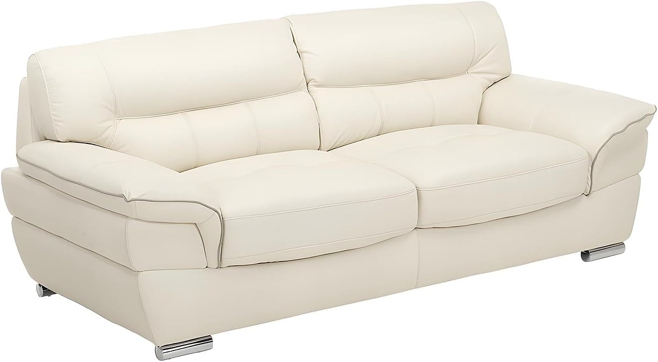 Vente-unique-Ledersofa 3-Sitzer - Leder - Elfenbein - Thibault