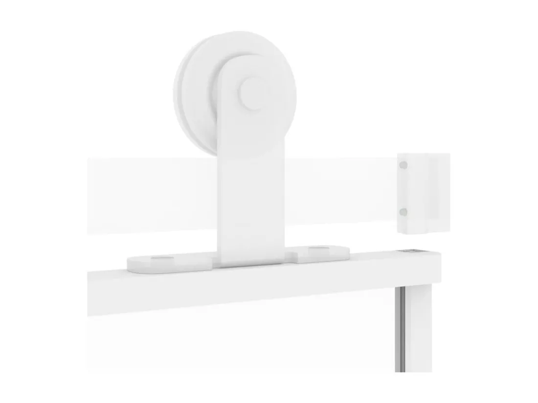 Porte coulissante blanc 102,5x205 cm verre trempé aluminium