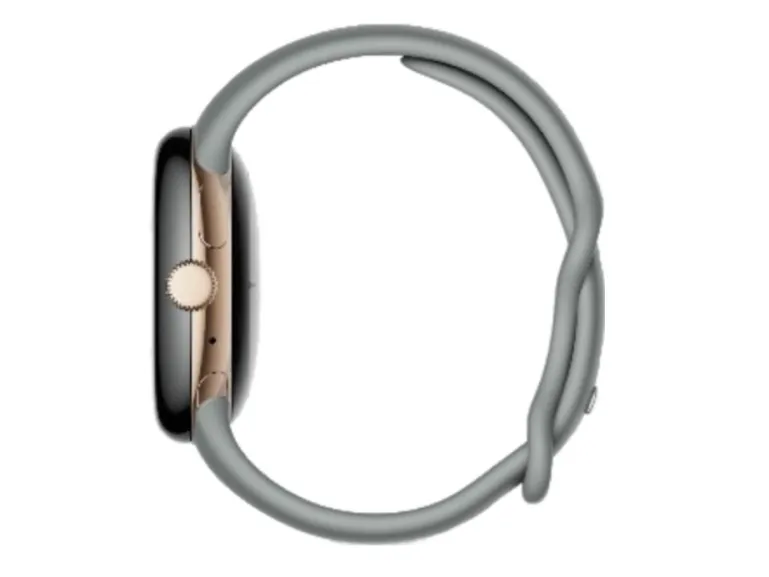 Google Pixel Watch - Champagne-guld - smart ur med bånd - fluoroelastomer - nøddebrun - båndstørrelse: L - 32 GB - Wi-Fi, NFC, Bluetooth - 4G - 36 g