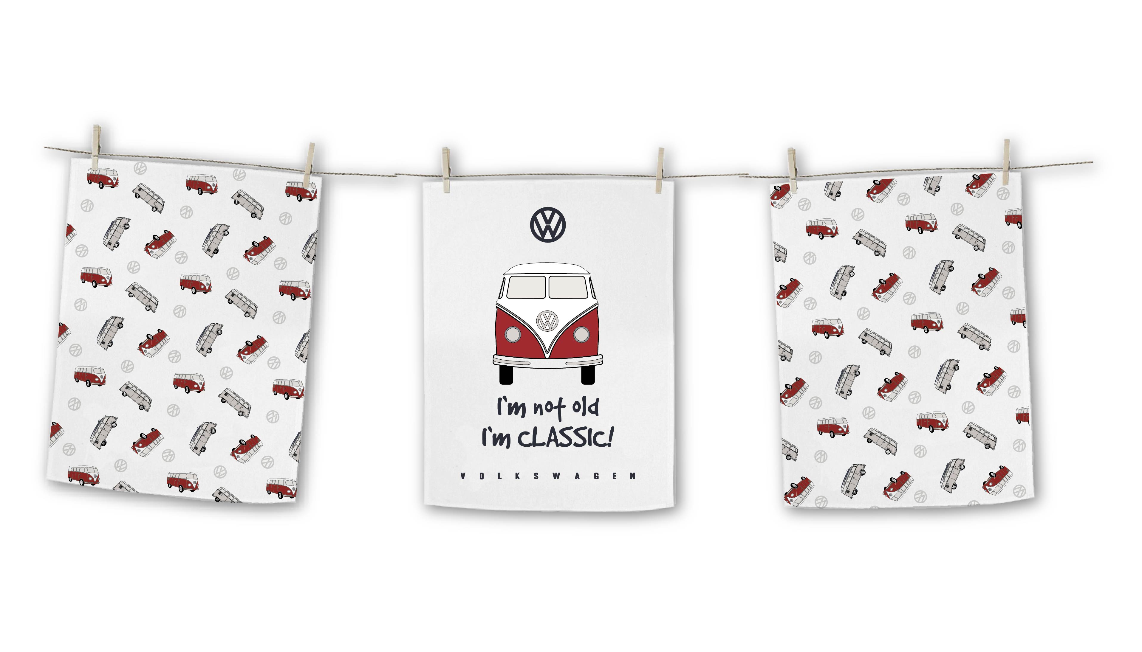 VW Bulli Geschirrtücher, 3er, 50 x 70 cm - rot