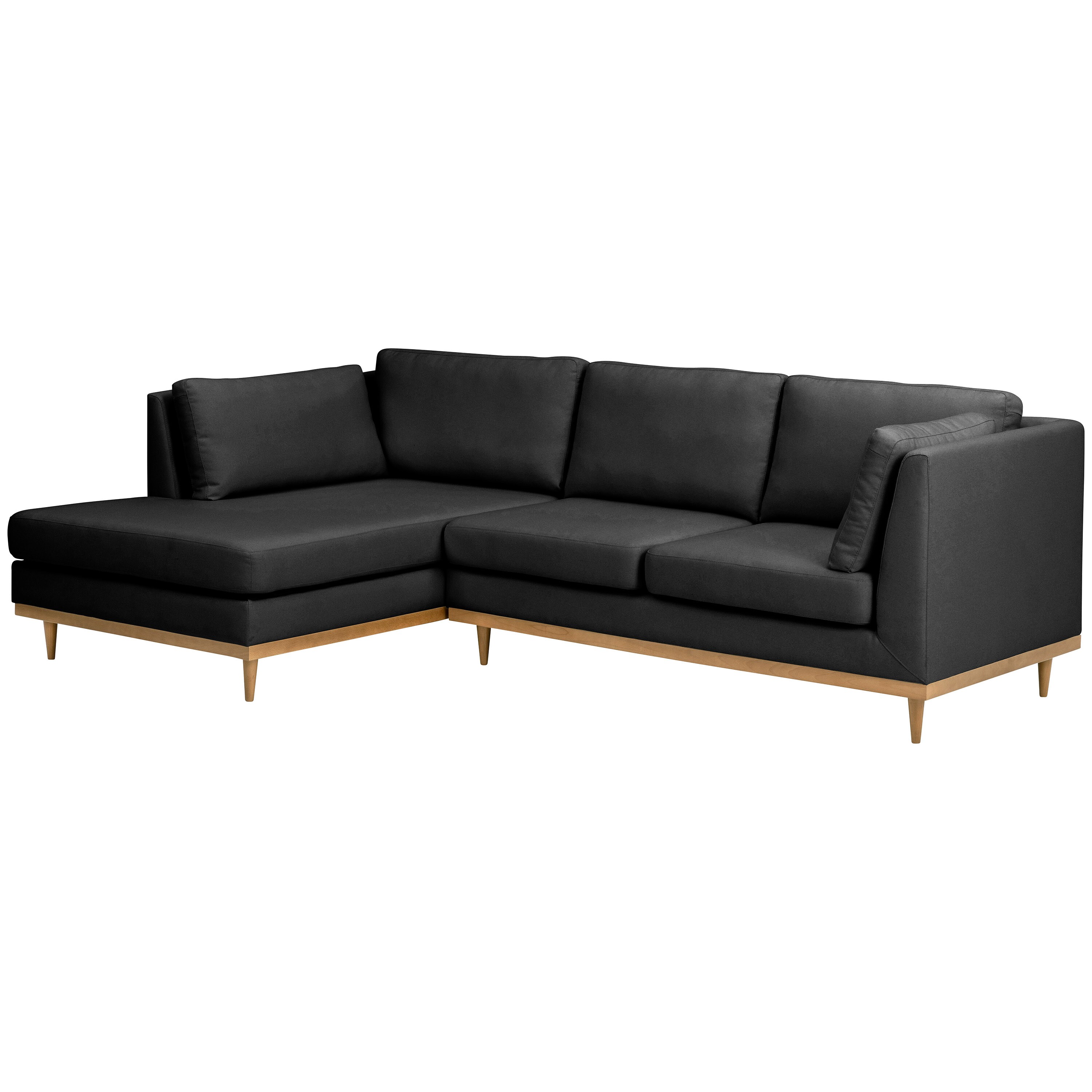 Max Winzer Larsen Ecksofa links mit Sofa 2-Sitzer rechts Flachgewebe graphit