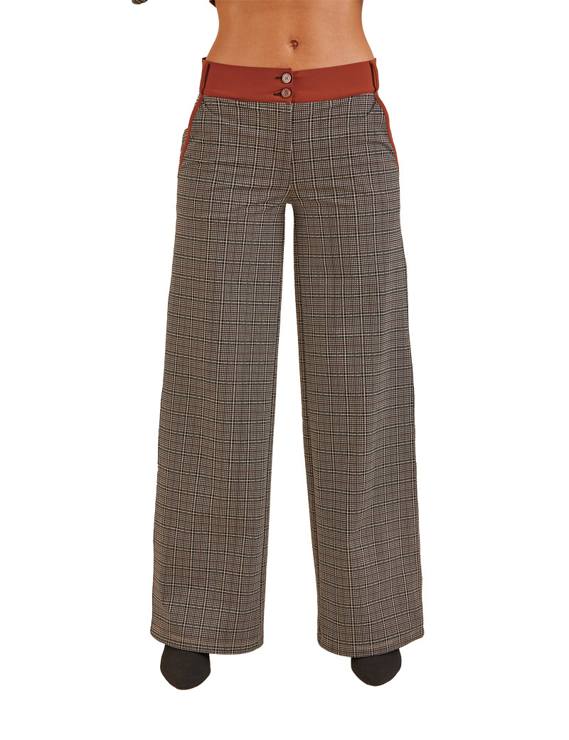 HBT TERRE DE VILLE | PRINCE DE GALLES CHLOÉ PANTALON FEMME IMPRIMÉ