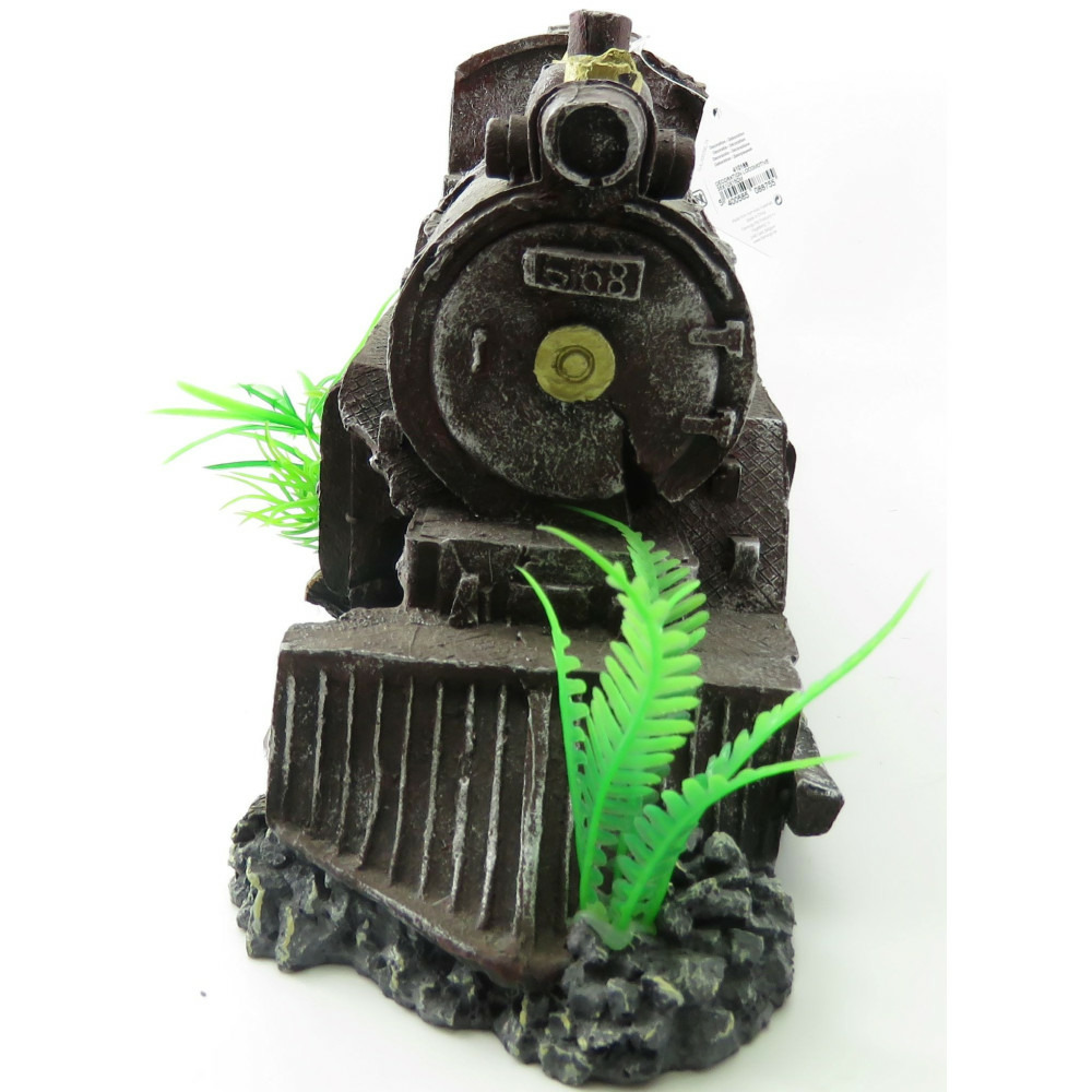 Locomotive rouge hektor. 35 x 10 x 15 cm. Décoration aquarium.