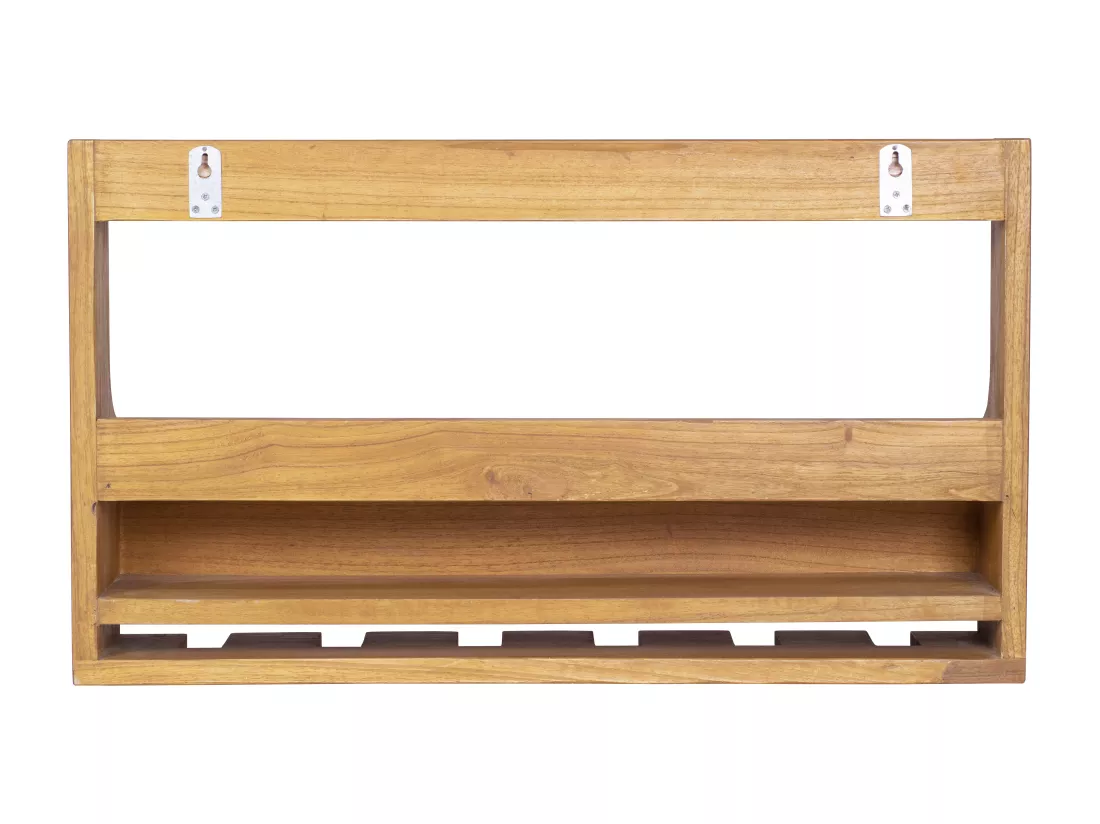 Range bouteilles et verres mural vintage - Bois de Mindi - L. 70 x P. 15 x H. 40 cm - VIDAGO