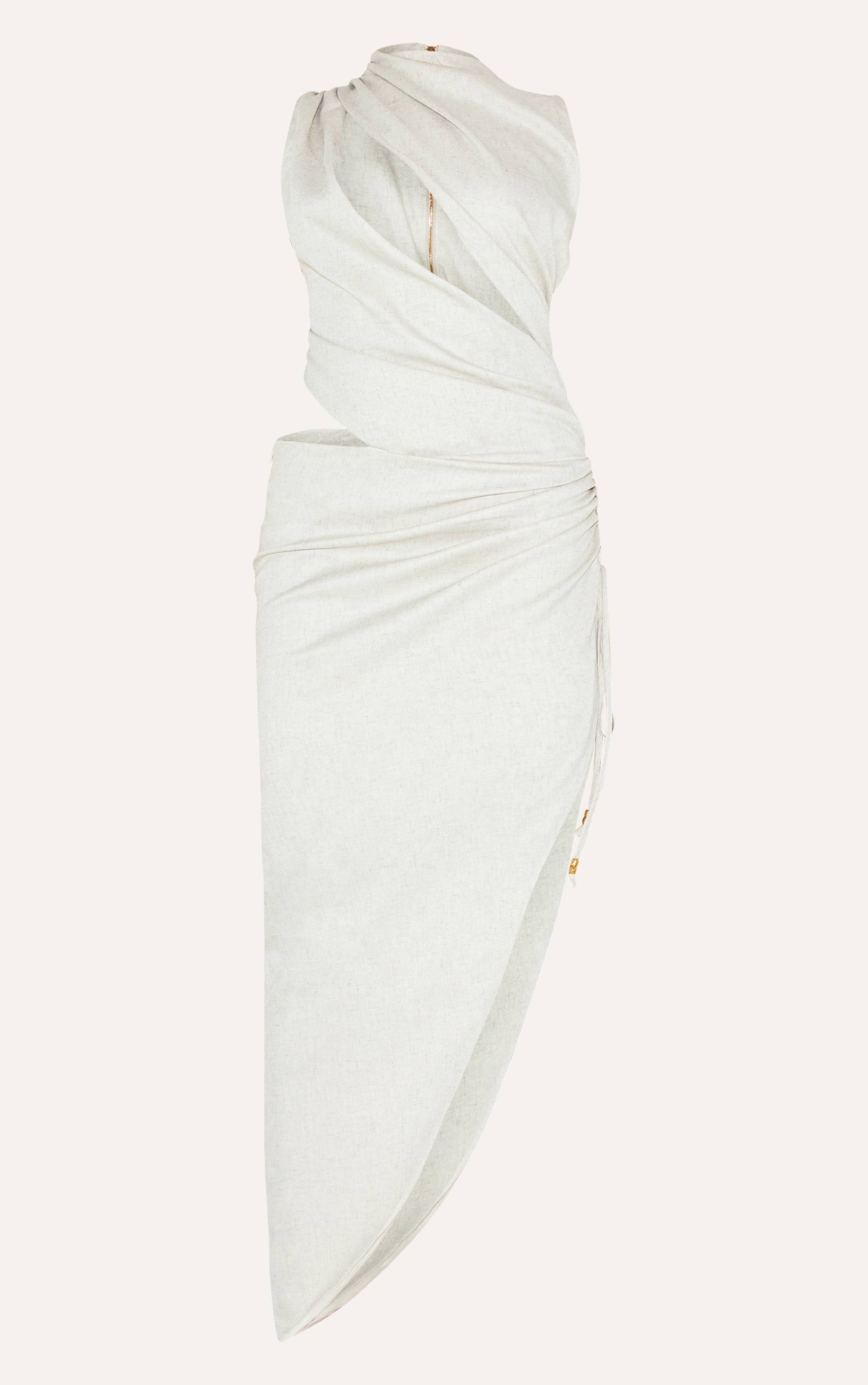 Blanc Cassé Robe Midaxi À Jupe Froncée Drapée Plt Label