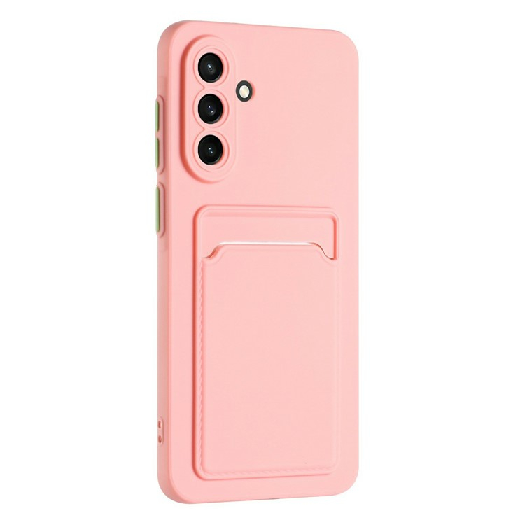 Samsung Galaxy A56 Gummi Case Hülle mit Kartenfach - Rosa / Grün