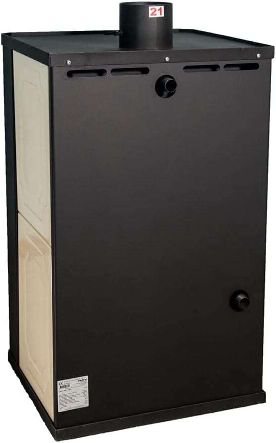 Prity S3 W21 Holzofen für Zentralheizung, Festbrennstoffofen, 5,0 kg, Beige/Schwarz