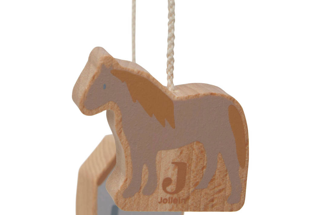 Houten baby mobiel 20x20 cm Farm Biscuit/Ivory