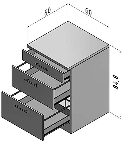 Kult Küchen-Unterschrank 3 Schubladen »Faro«, grau, 60 cm breit, U636-9+KUFR