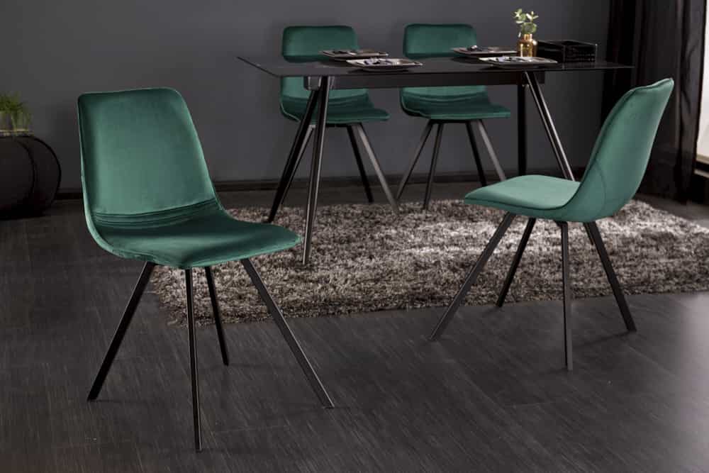 Retro Stuhl AMSTERDAM CHAIR smaragdgrün Samt Designklassiker