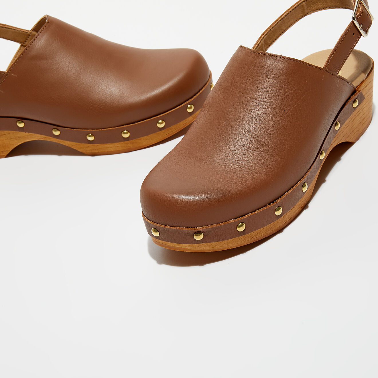 Apologie Studio Sabots en Cuir Nicole camel - Talon 5 cm