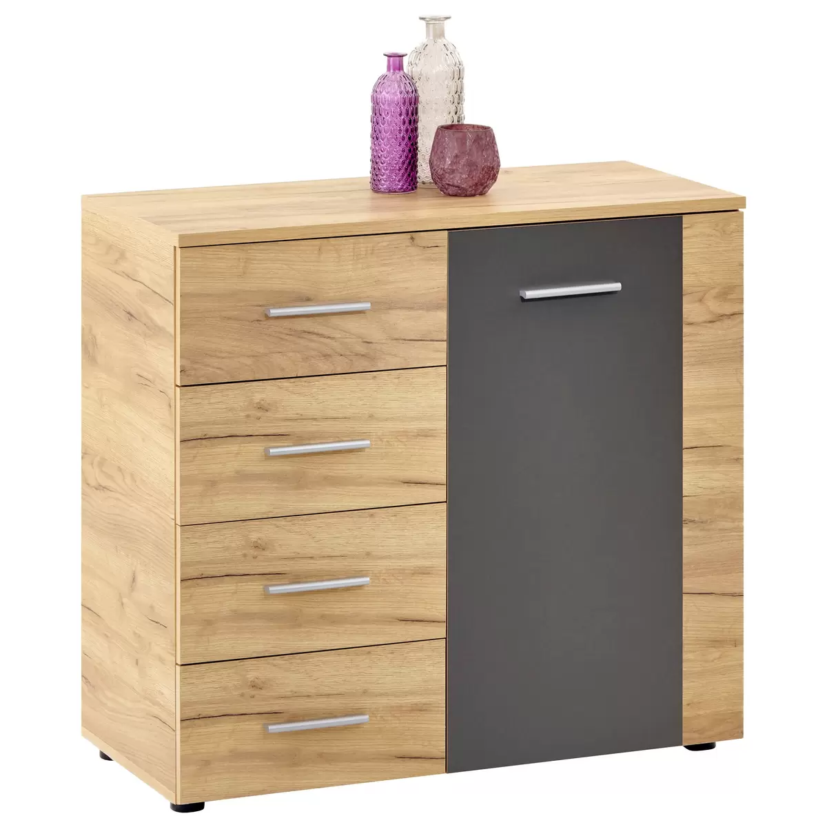 Kommode Uno UNK04 grau,Eiche