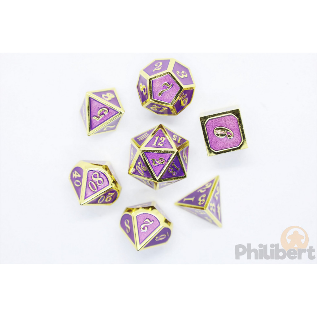 Set de 7 Dés JDR métalliques - Enamel and Gold