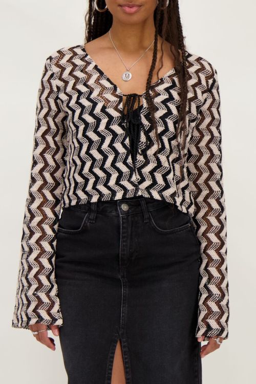 Zwart-beige crochet vestje