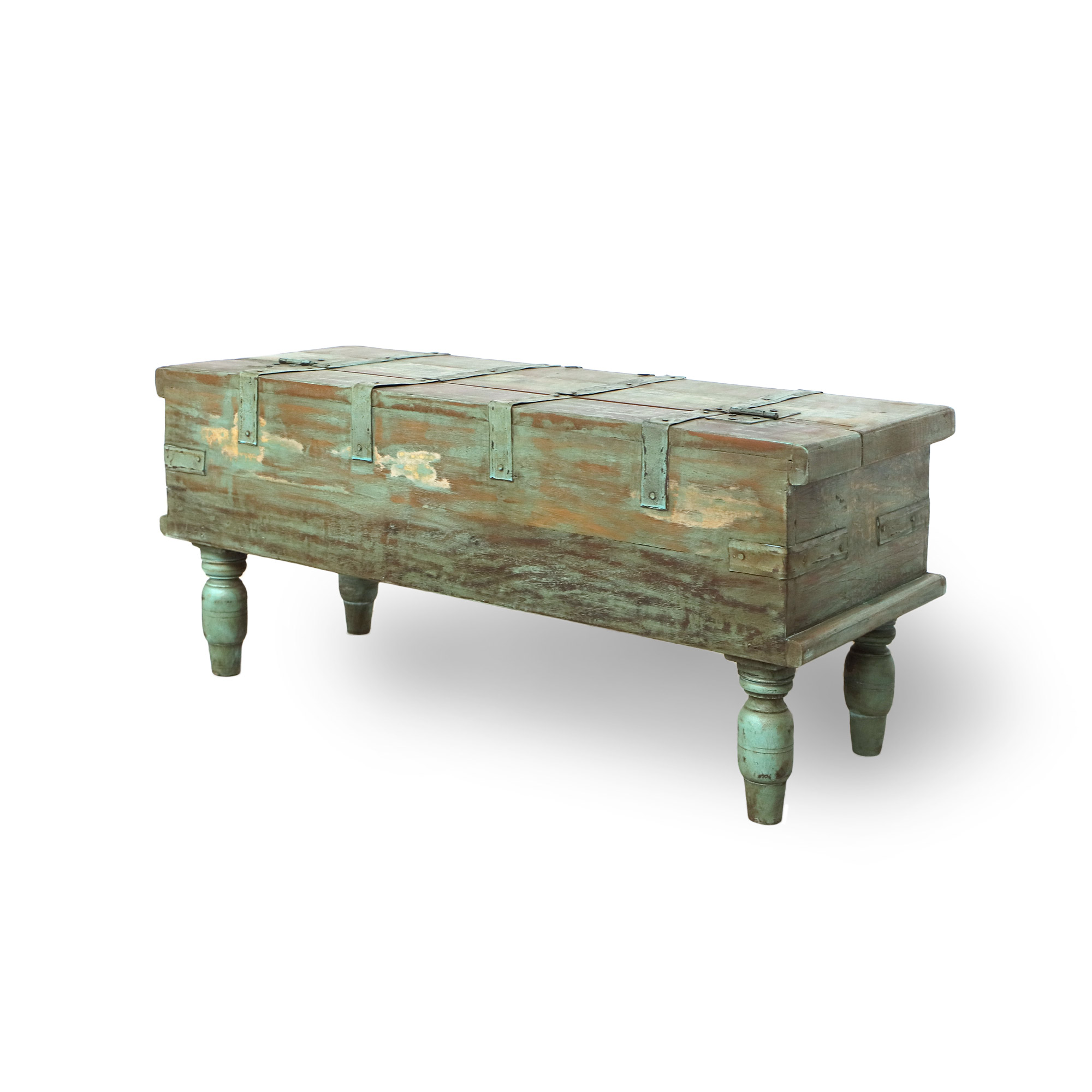 Holztruhe mintgrün, B 86 cm, H 38 cm, L 36 cm von fischer's lagerhaus