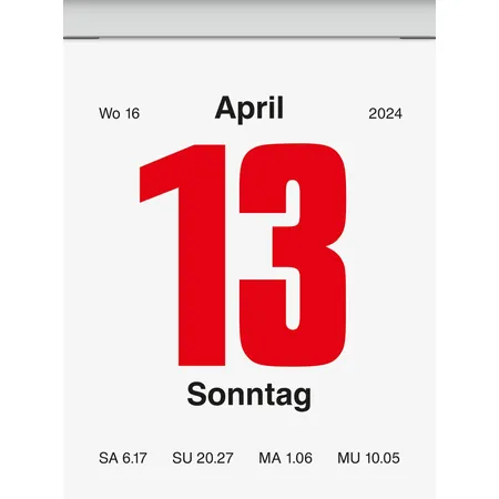 BRUNNEN Tageskalender Wandkalender 2024 53,6 x 71 mm, Schlitzweite 22 mm