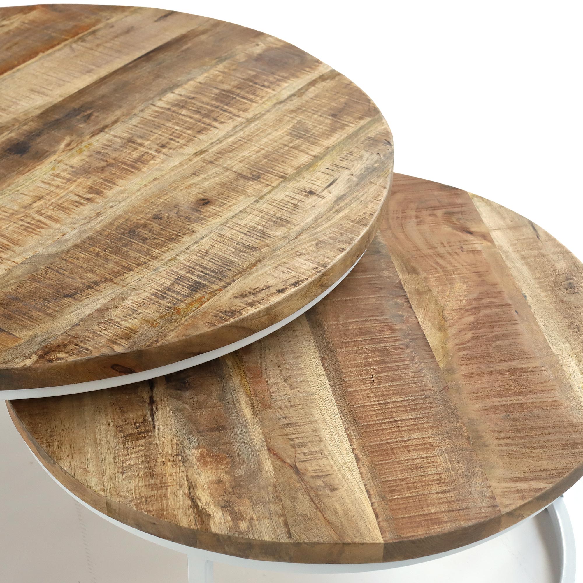 Couchtisch 'Brion' L, natur, weiß, Ø 90 cm, H 41 cm von fischer's lagerhaus