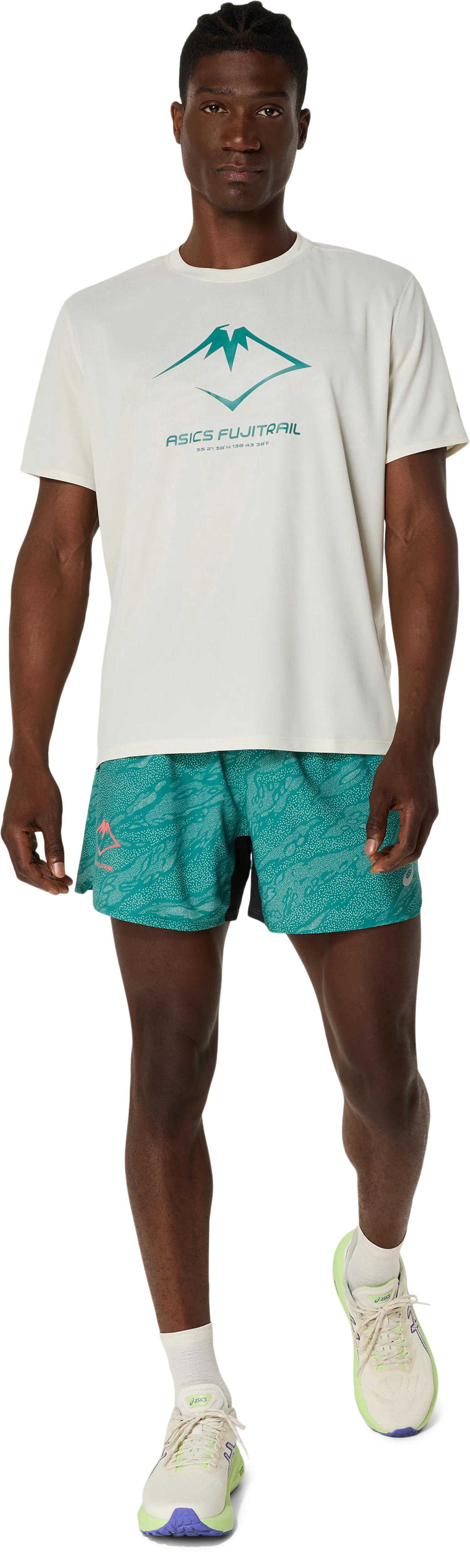 Asics Men's Fujitrail Logo Short Sleeve Top Birch/white Sage/rainy Lake