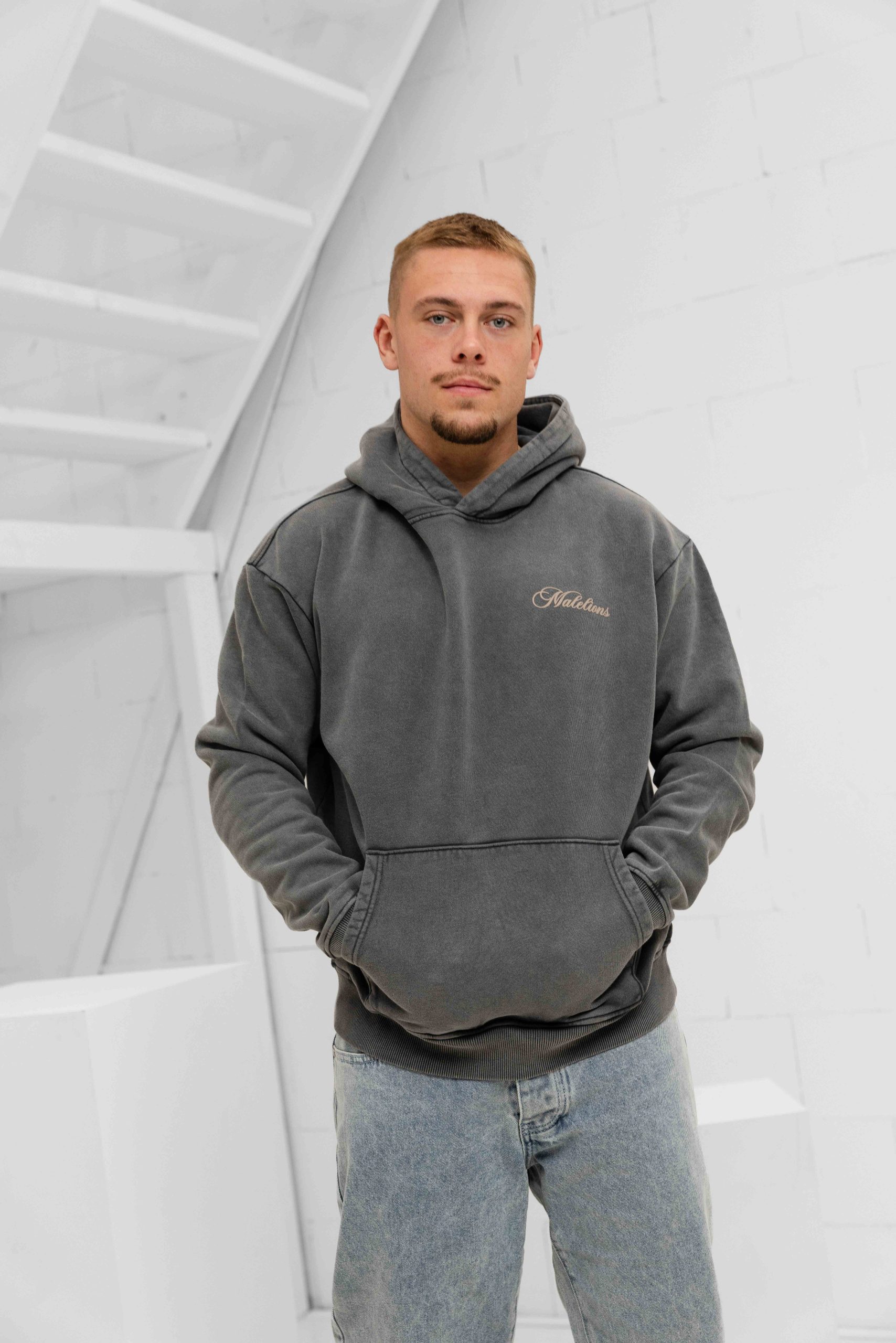 Malelions Angel Hoodie Heren Grijs