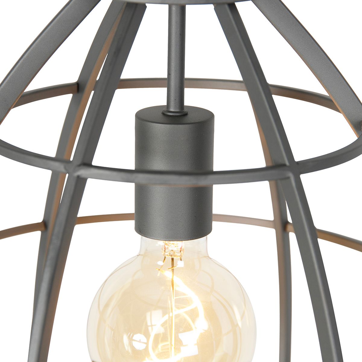 Smart hanglamp donkergrijs met hout 34 cm incl. Wifi G95 - Arthur