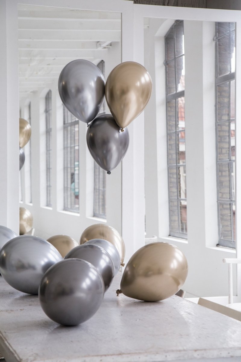Zilveren, Gouden en Antraciete Ballonnen Mix Chroom 33cm 12st