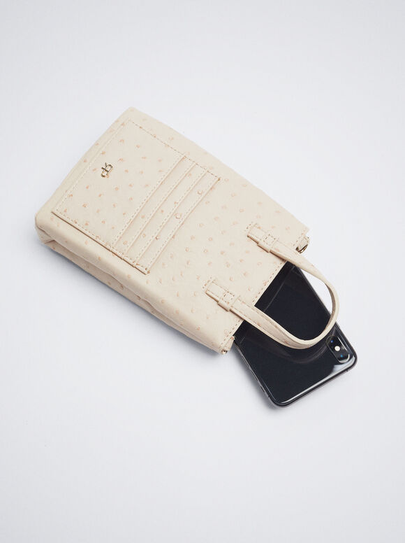 Bolsa para celular gravada - Bege