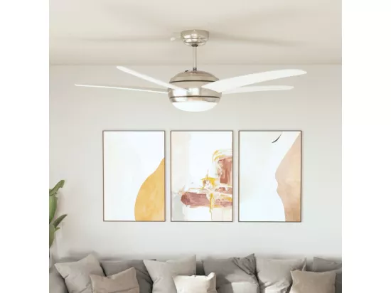 Ventilateur de plafond orné avec lampe 128 cm Blanc