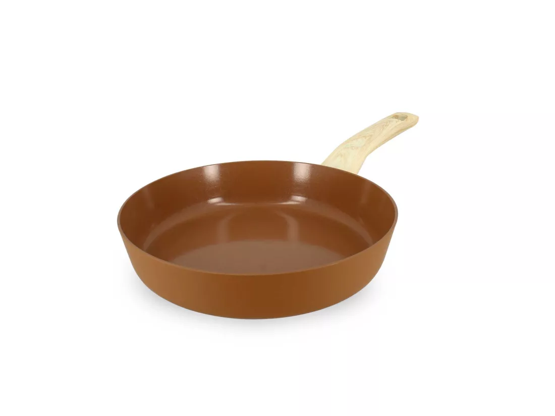 Menastyl - Poele 24cm Colorama Noisette - En Aluminium - Revetement Antiadhesif En Ceramique
