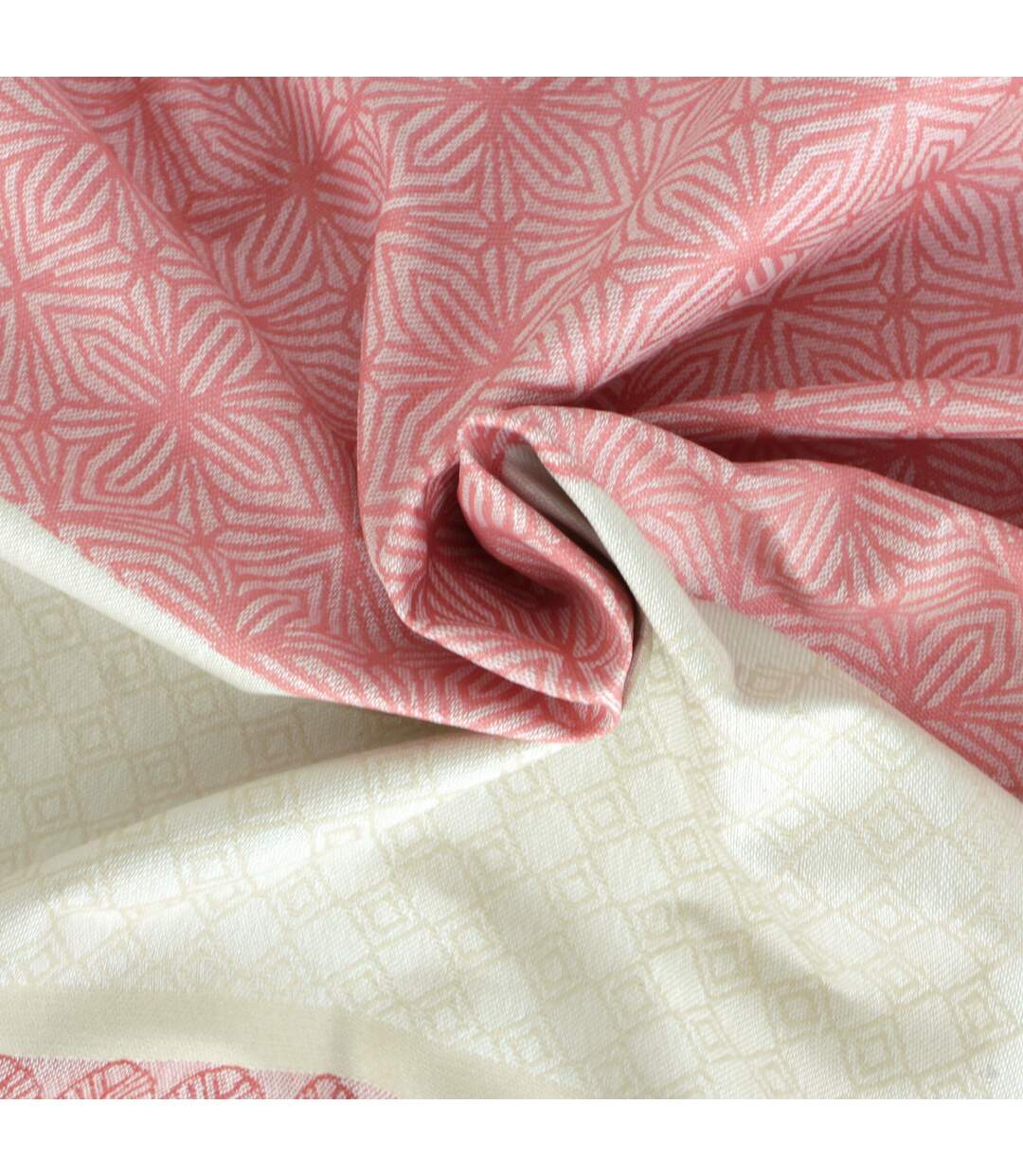 Nappe rectangle 150x350 cm Jacquard coton + CHARLESTON rouge Corail