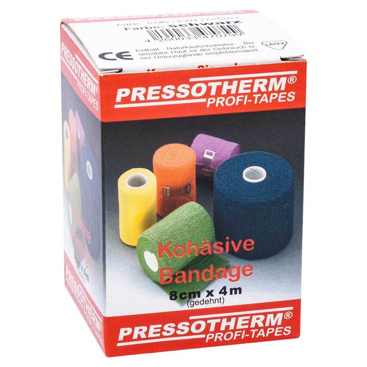 Pressotherm Kohäsive Bandage 8cmx4m schwarz, 1 St