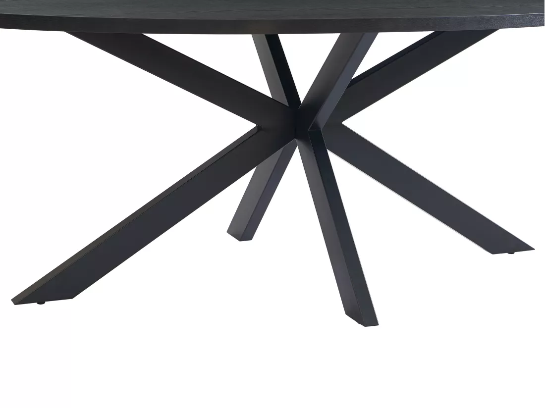 Table à manger 8 personnes placage chêne et métal - Noir - LINIOMA