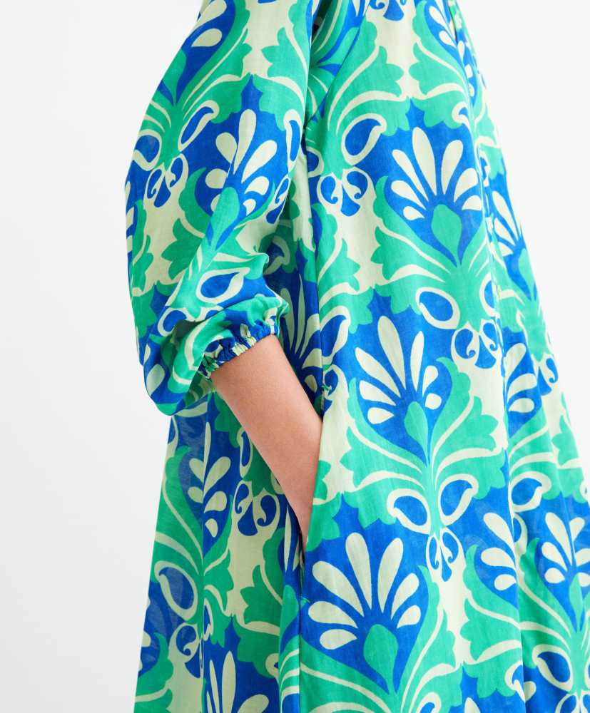 Vestido túnica de algodão estampado