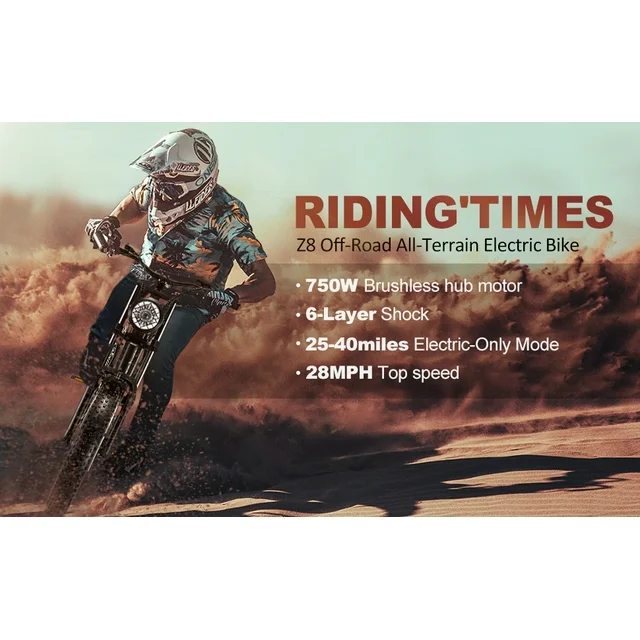 Bicicleta elétrica Ridingtimes Z8 para neve, para adultos, com pneus largos de 20 polegadas, motor de 1500 W, velocidade máxima de 45 km/h e suspensão total de 6 camadas.