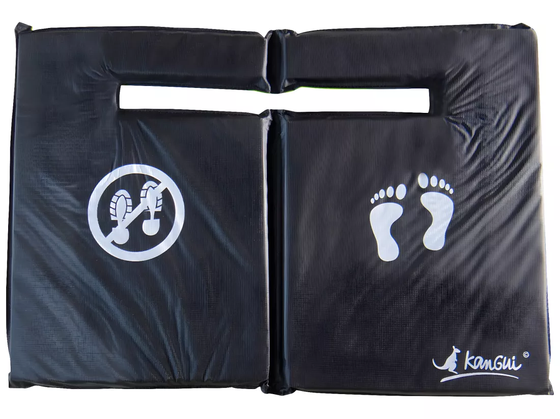 Kangui - Tapis de sol universel pour trampoline - Réversible noir ou vert