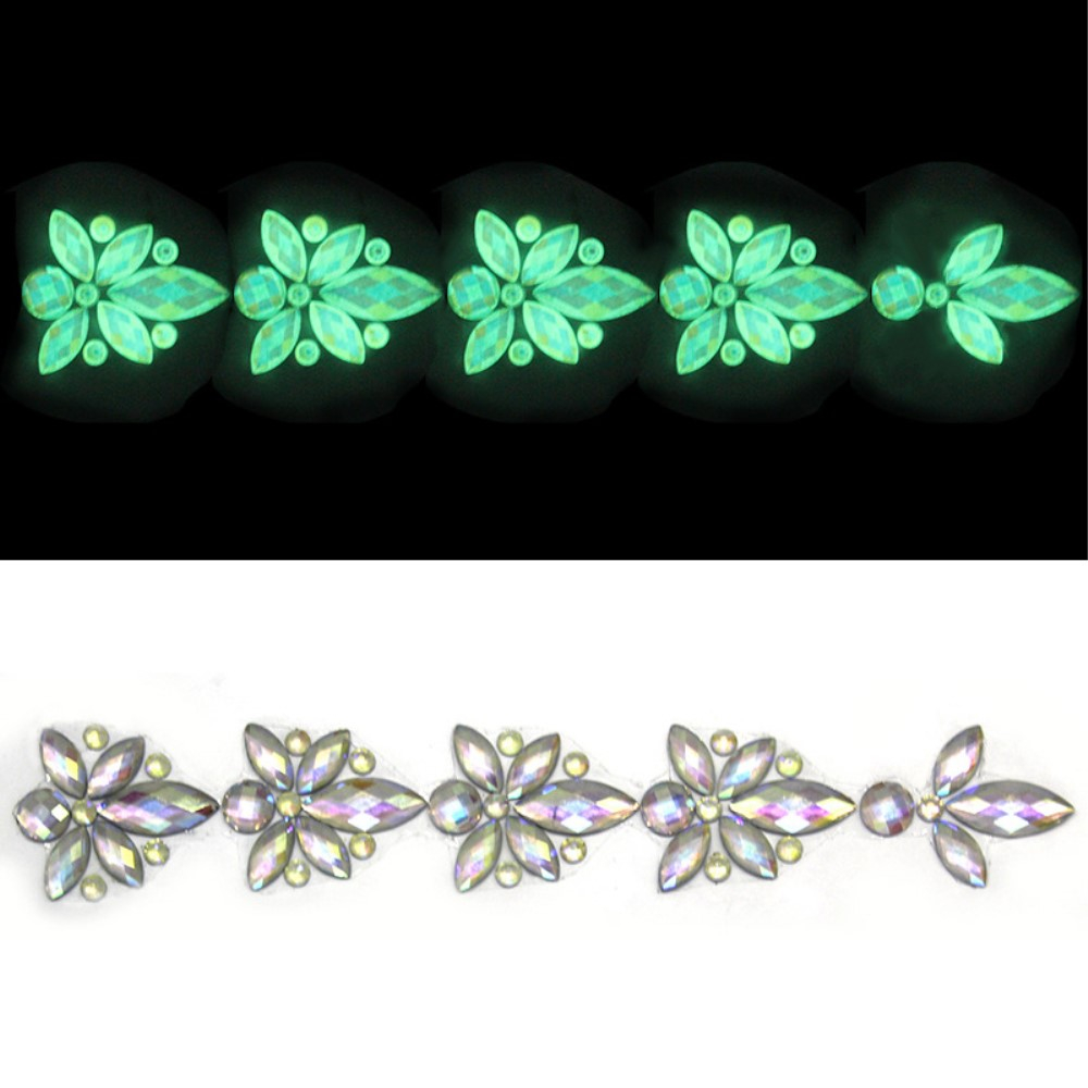 Strass Festival Gesichts- und Körper Aufkleber Glow in the Dark Temporary Tattoo Haut Sticker - Style 3