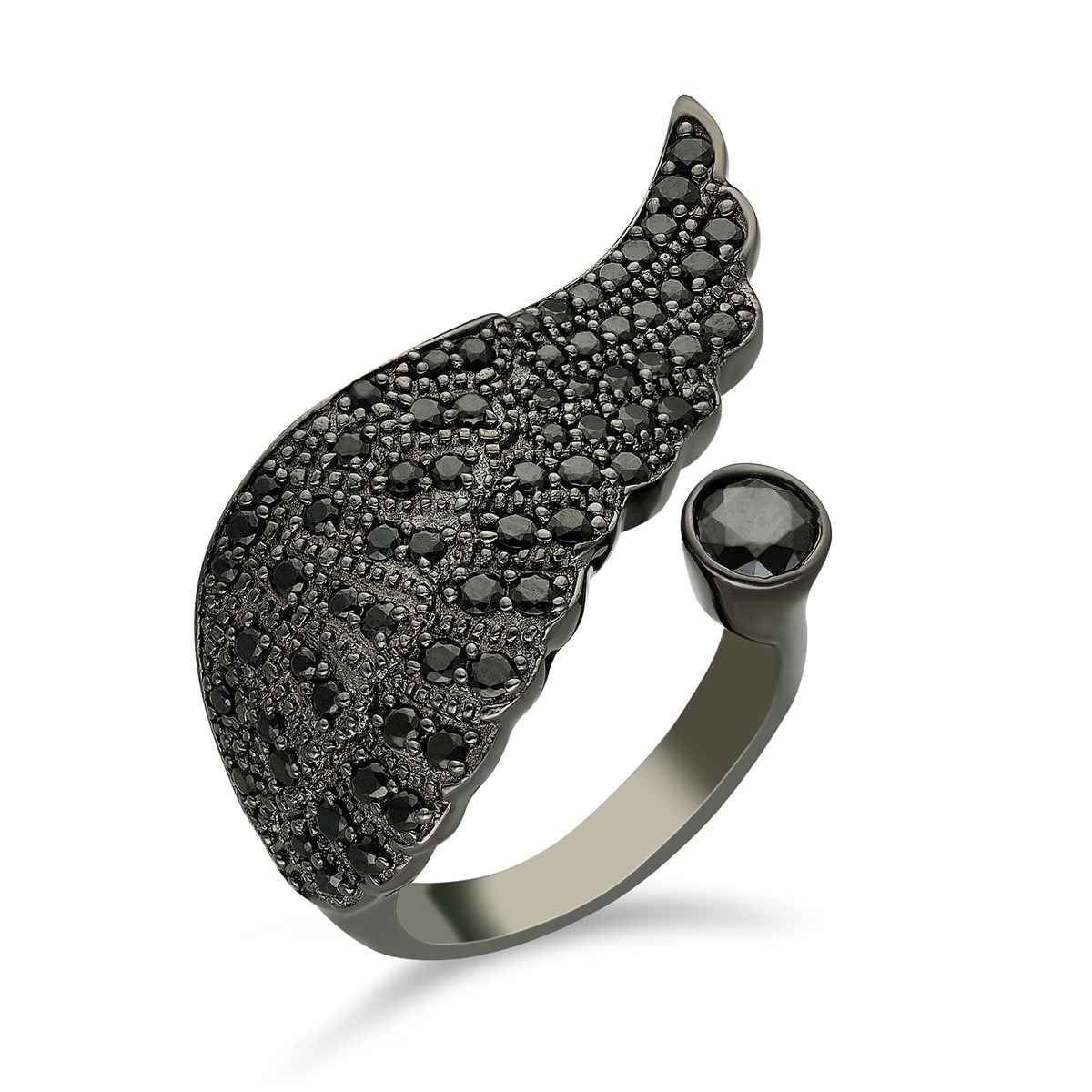 Bague Aile D'ange Noire Noire