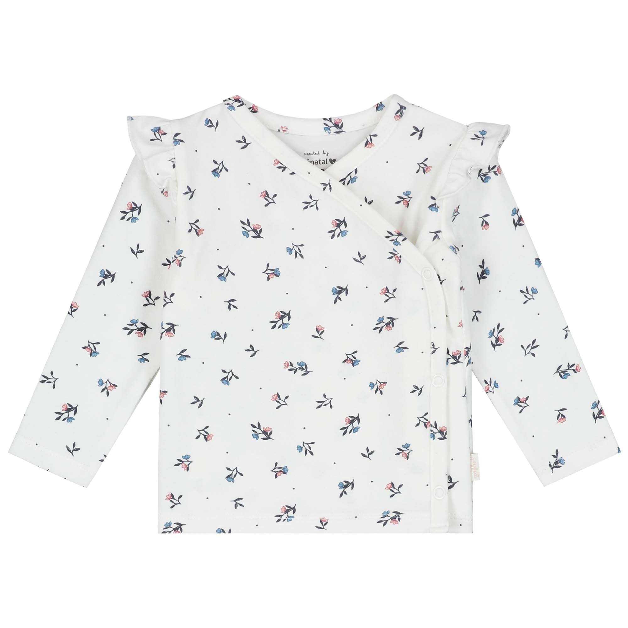 Prénatal newborn overslagshirt lange mouwen all over print wit