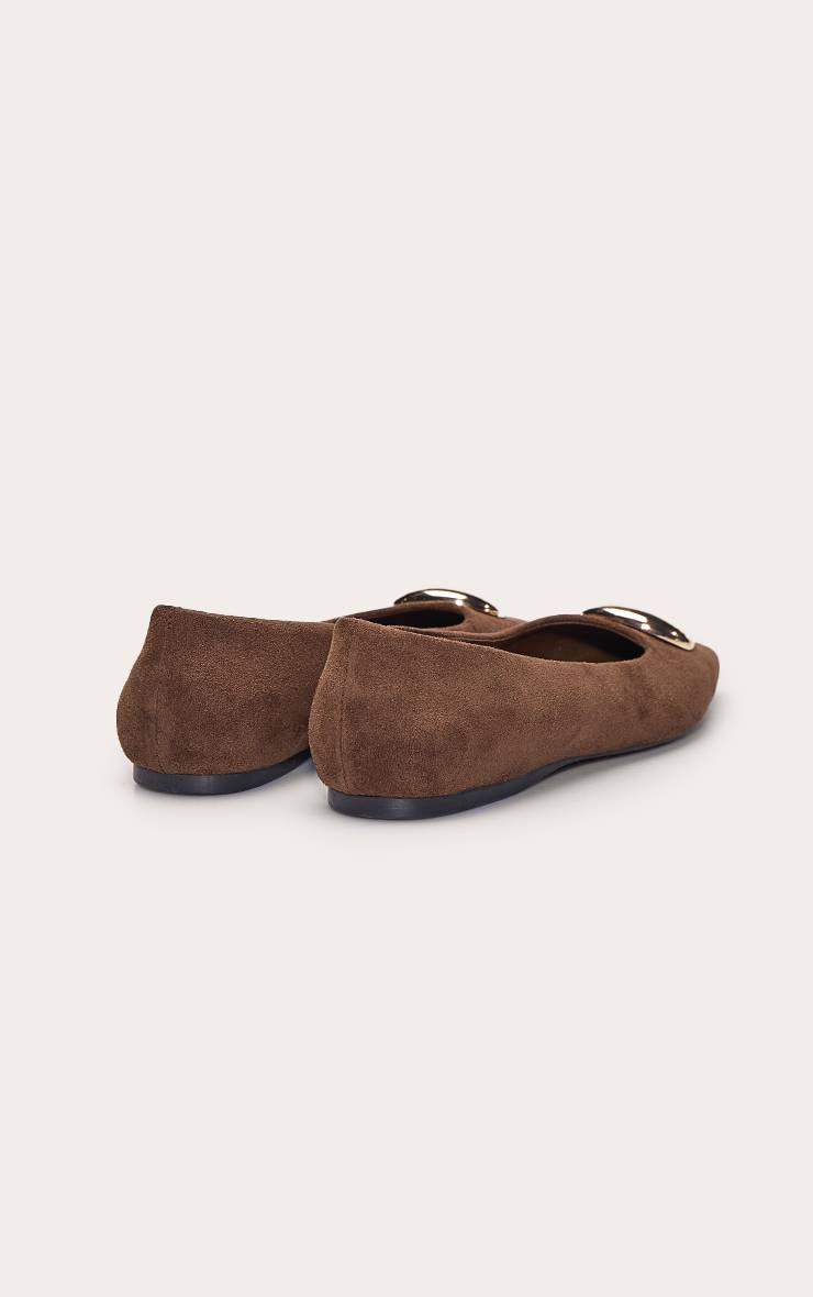 Chocolat Ballerine En Synthétique Avec Détails Dorés