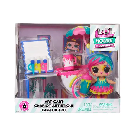 MGA Entertainment L.O.L. Surprise OMG Art Cart Playset with Splatters Collectible Doll and 8 Surprises