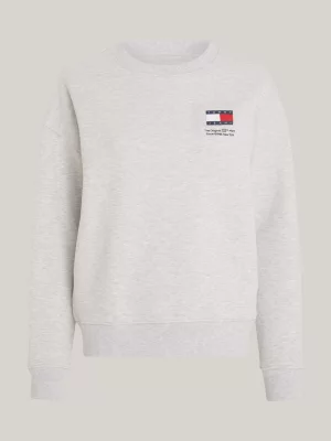 Moletom boxy com gola redonda e estampa de bandeira