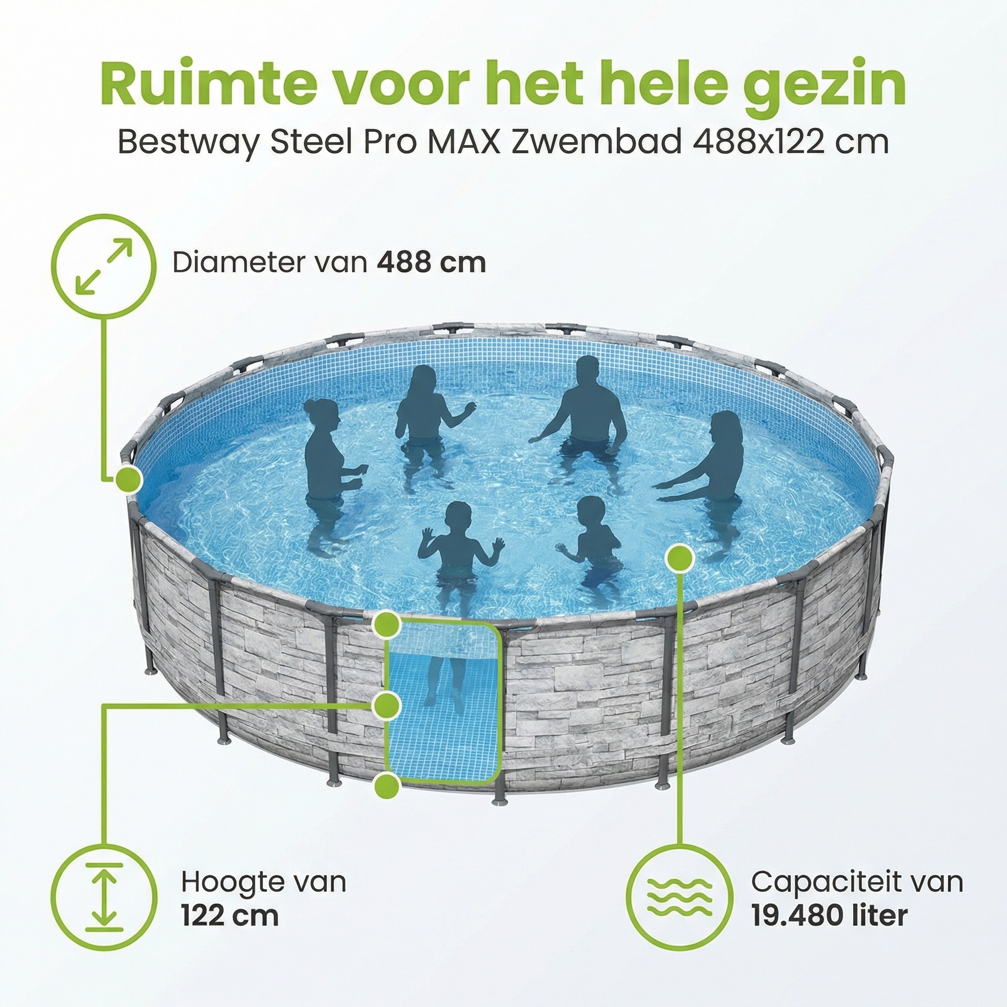 Bestway Steel Pro MAX 488x122cm Zwembad – 5-delig